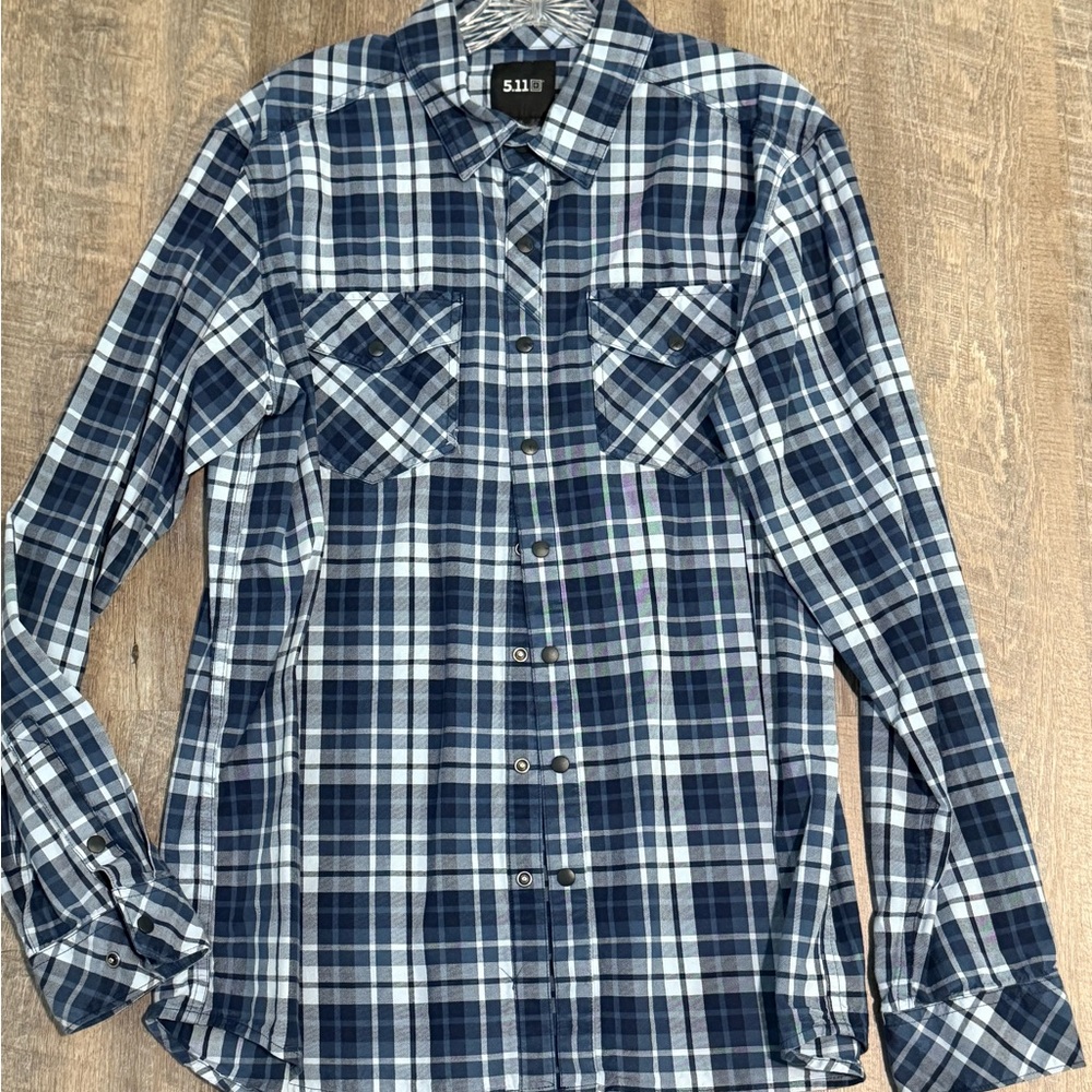 5.11 Tactical Blue Plaid Casual Button Down Shirt